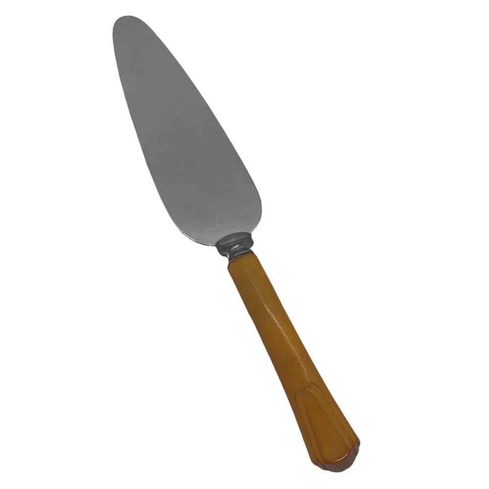 Mid 20th Century Pie Tarte 9 1/4" Server Stainless Steel Blade Celluloid Handle